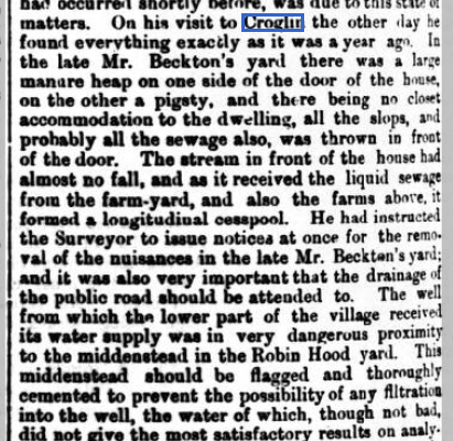 Picture of copy of typhoid article in Cumberland and Westmorland Herald Nov 1874