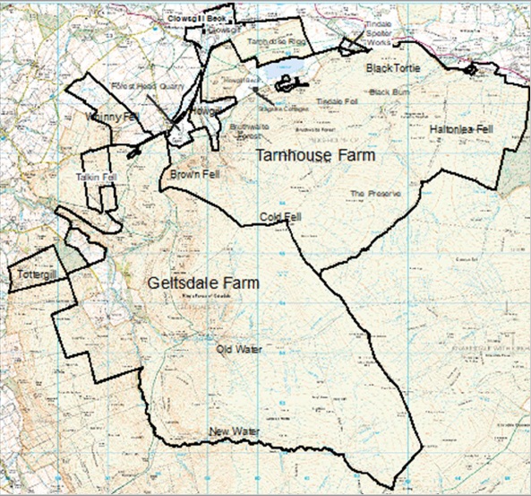 Map of geltsdale reserve with boundaries marked in black