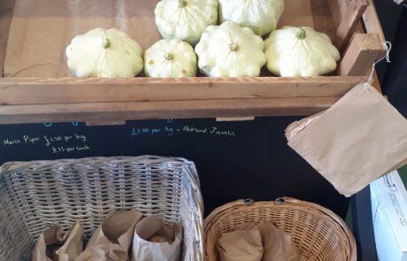 Photo of Farm shop vegetable rack with squashes