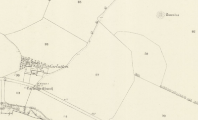 Photo of old black and white map showing field boundaries