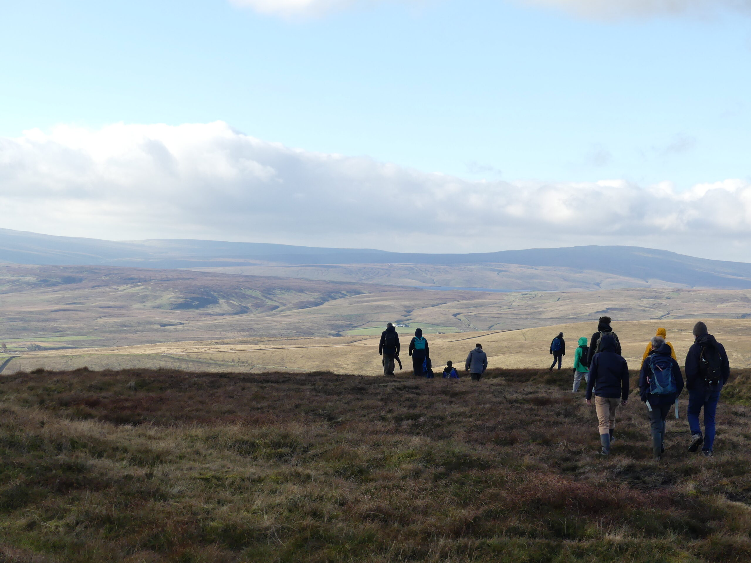 Eurosite members walking on blanket bog on the Eurosite North Pennines peatlands field trip