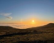 Stunning view of sunset from Murton Fell North Pennines peatland restoration site.